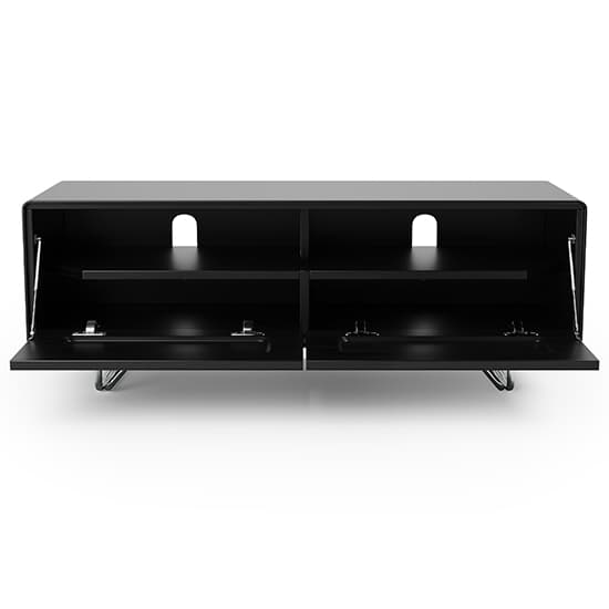 Anjo Wooden TV Stand With 2 Glass Doors In Black_4