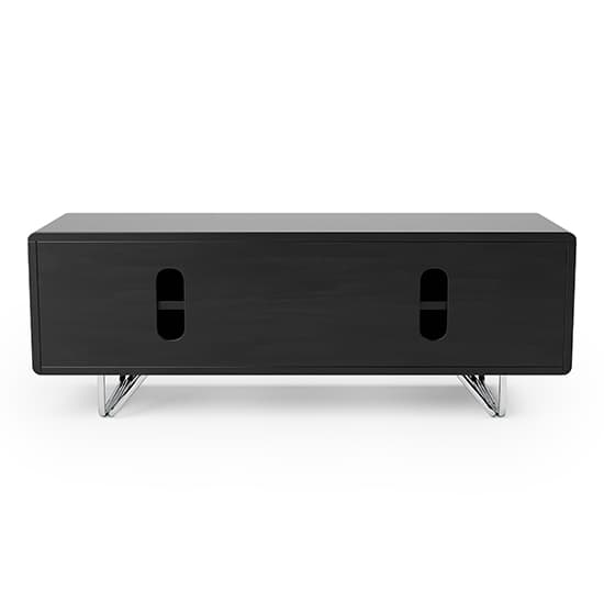 Anjo Wooden TV Stand With 2 Glass Doors In Black_5