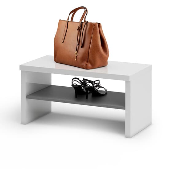 Noah High Gloss Hallway Seating Bench In White And Anthracite_1