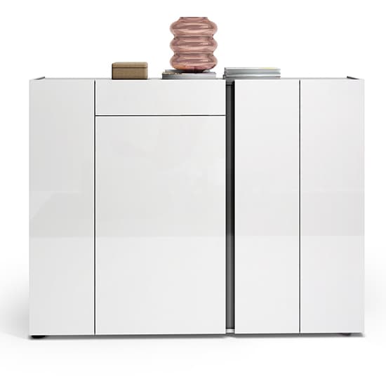 Noah High Gloss Shoe Cabinet 4 Doors 1 Drawer In White Anthracite_1