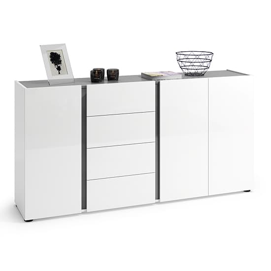Noah High Gloss Sideboard 3 Doors 4 Drawers In White Anthracite_1