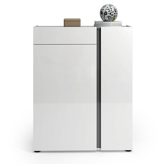 Noah High Gloss Shoe Cabinet 2 Doors In White Anthracite_1