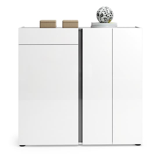 Noah High Gloss Shoe Cabinet 3 Doors In White Anthracite_1