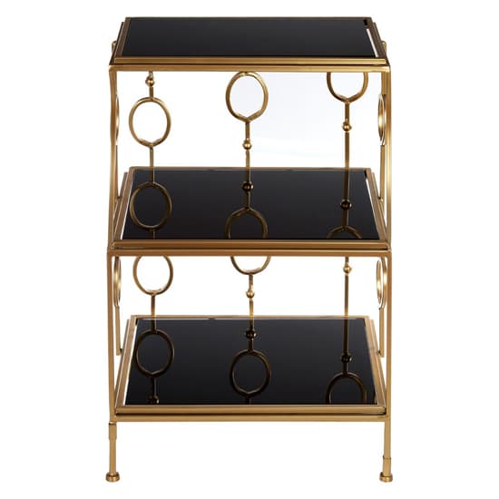 Annie Black Glass 3 Tier Shelving Unit With Gold Frame_2