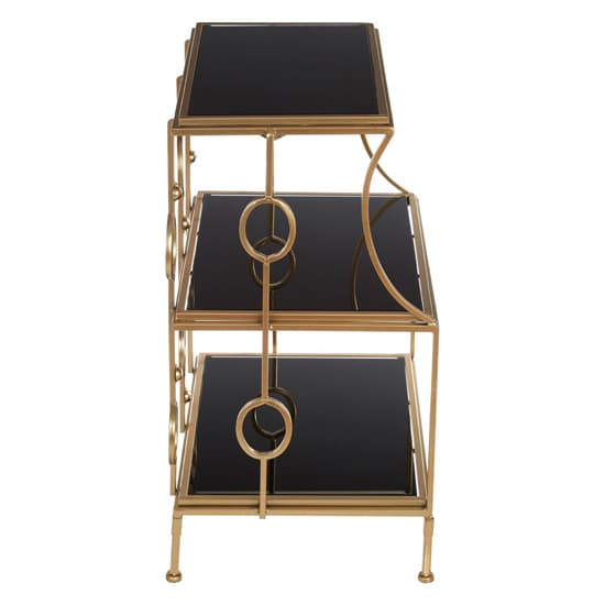 Annie Black Glass 3 Tier Shelving Unit With Gold Frame_3