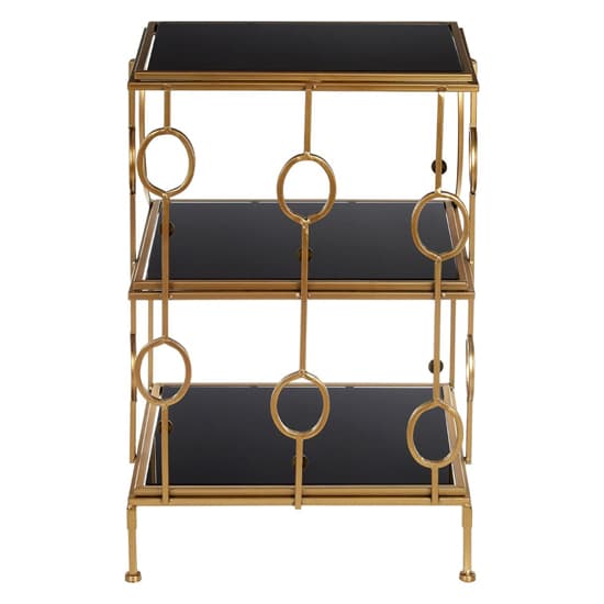 Annie Black Glass 3 Tier Shelving Unit With Gold Frame_4