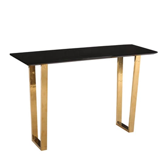 Antebi High Gloss Console Table With Gold Legs In Black Furniture in