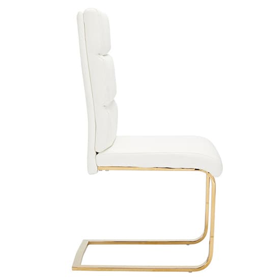 Antebi White Faux Leather Dining Chairs With Gold Legs In Pair_2