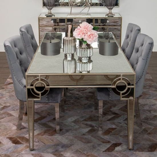 Antibes Mirrored Glass Dining Table In Antique Silver_4