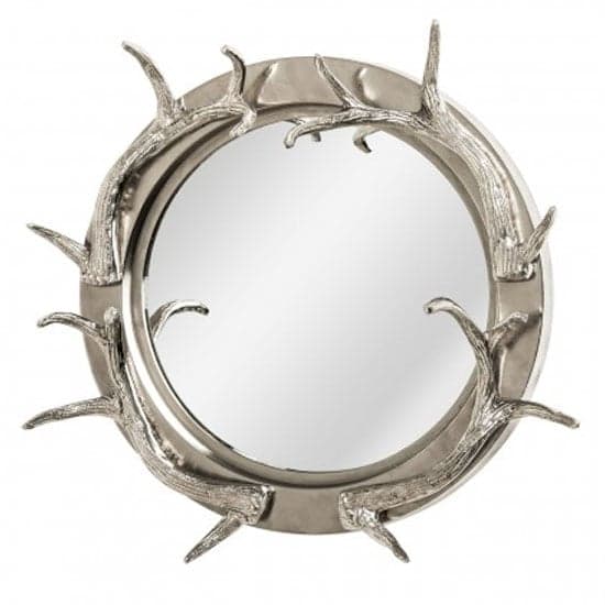 Antlers Striking Design Wall Bedroom Mirror In Nickel Frame_1