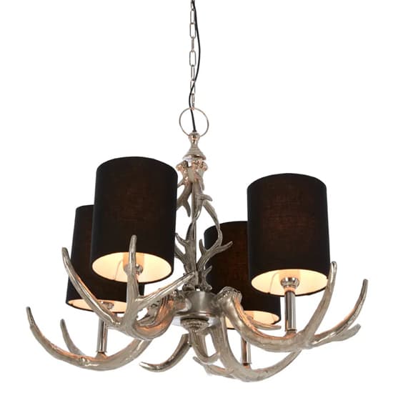 Antlor 4 Fabric Shades Chandelier Ceiling Light In Silver_3