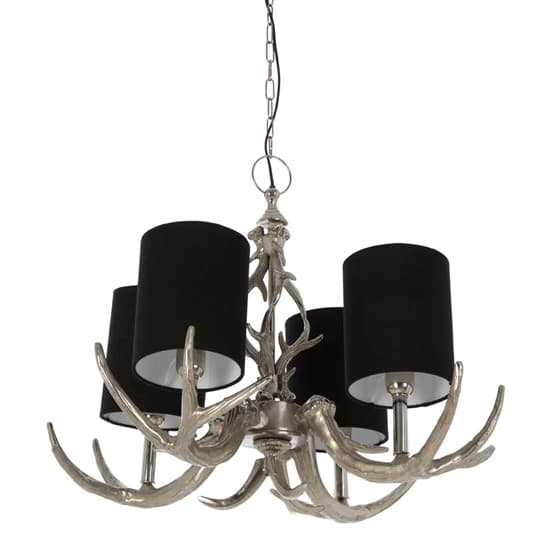 Antlor 4 Fabric Shades Chandelier Ceiling Light In Silver_4