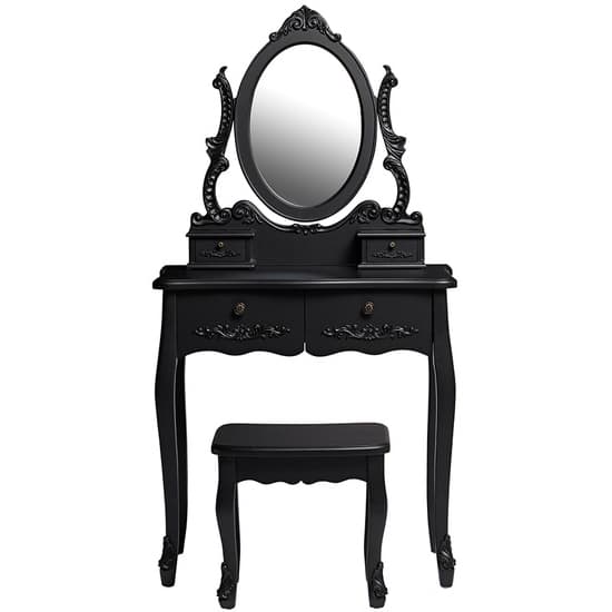 Antoine Wooden Dressing Table Set In Black Furniture in Fashion