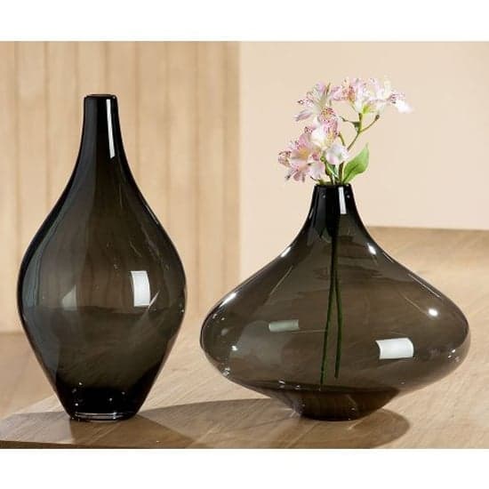 Antracito Wide Glass Vase In Grey_2