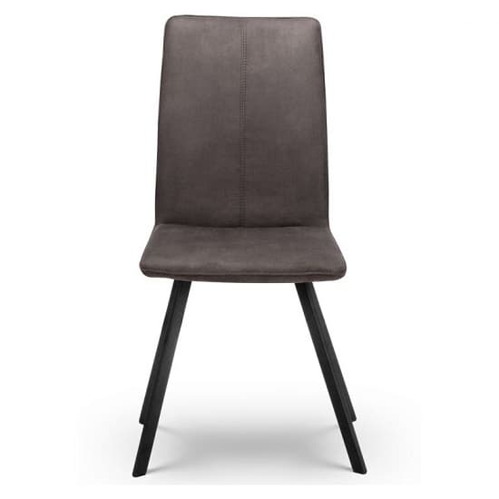 Macia Fabric Dining Chairs In Charcoal Grey Suede In A Pair_2