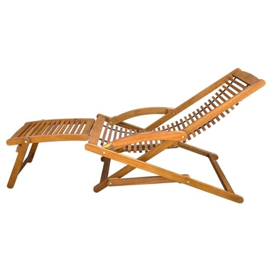 Anya Outdoor Wooden Sun Lounger With Footrest In Light Oak_3
