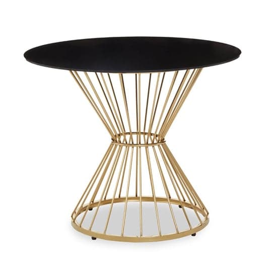 Anza Round Black Glass Dining Table With Gold Metal Base_1