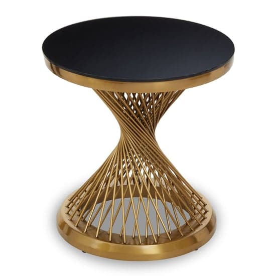 Anza Round Black Glass Side Table With Gold Metal Base_2