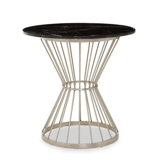 Anza Round Black Marble Top Side Table With Silver Metal Base_1