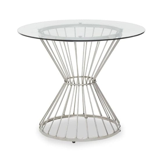 Anza Round Clear Glass Top Dining Table With Silver Metal Base_2