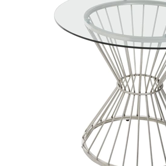 Anza Round Clear Glass Top Dining Table With Silver Metal Base_3