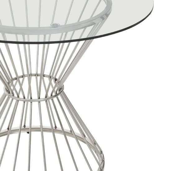 Anza Round Clear Glass Top Dining Table With Silver Metal Base_4