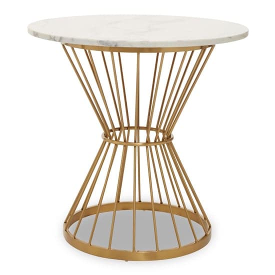 Anza Round White Marble Top Side Table With Silver Metal Base_2