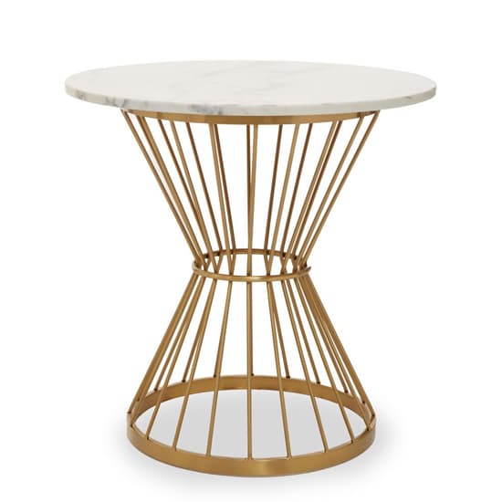 Anza Round White Marble Top Side Table With Silver Metal Base_3
