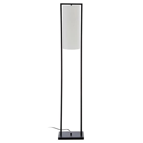 Anzio White Linen Shade Floor Lamp With Black Metal Frame_1