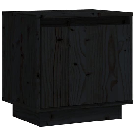 Aoife Pine Wood Bedside Cabinet With 1 Door In Black_3