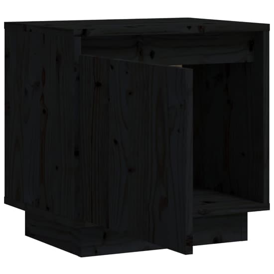 Aoife Pine Wood Bedside Cabinet With 1 Door In Black_4
