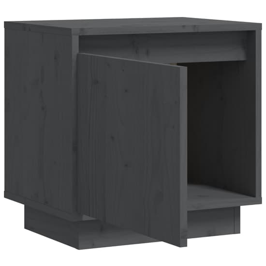 Aoife Pine Wood Bedside Cabinet With 1 Door In Grey_4