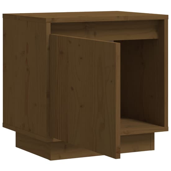 Aoife Pine Wood Bedside Cabinet With 1 Door In Honey Brown_4
