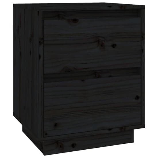 Aoife Pine Wood Bedside Cabinet With 2 Drawers In Black_3