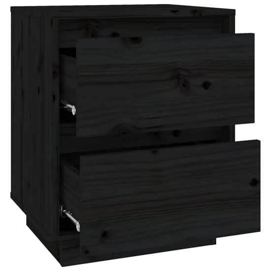 Aoife Pine Wood Bedside Cabinet With 2 Drawers In Black_5