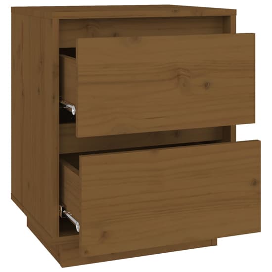 Aoife Pine Wood Bedside Cabinet With 2 Drawers In Honey Brown_5