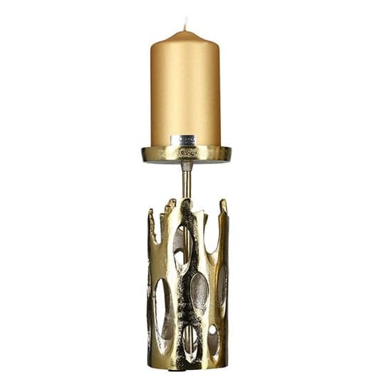 Apollon Aluminium Large Candleholder In Champagne And Gold_2