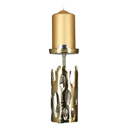 Apollon Aluminium Small Candleholder In Champagne And Gold_2