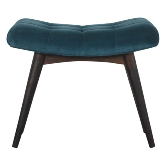 Aqua Velvet Curved Hallway Bench In Teal And Walnut_2
