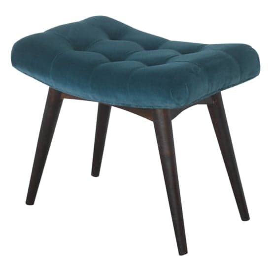 Aqua Velvet Curved Hallway Bench In Teal And Walnut_3