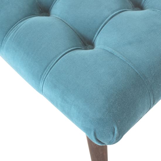 Aqua Velvet Curved Hallway Bench In Teal And Walnut_4
