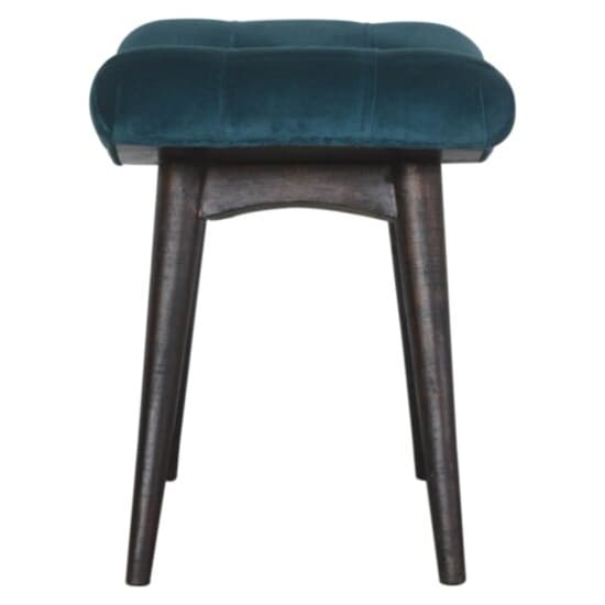 Aqua Velvet Curved Hallway Bench In Teal And Walnut_5