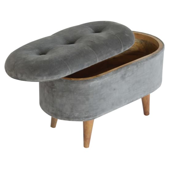 Aqua Velvet Curved Storage Footstool In Grey Tweed And Oak Ish_4