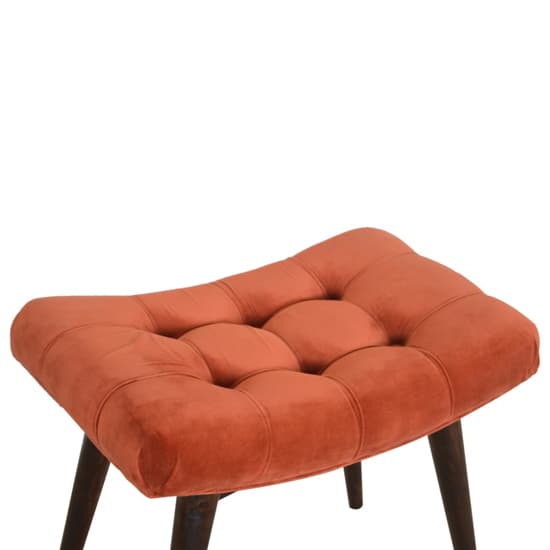 Aqua Velvet Curved Hallway Bench In Brick Red And Walnut Furniture in