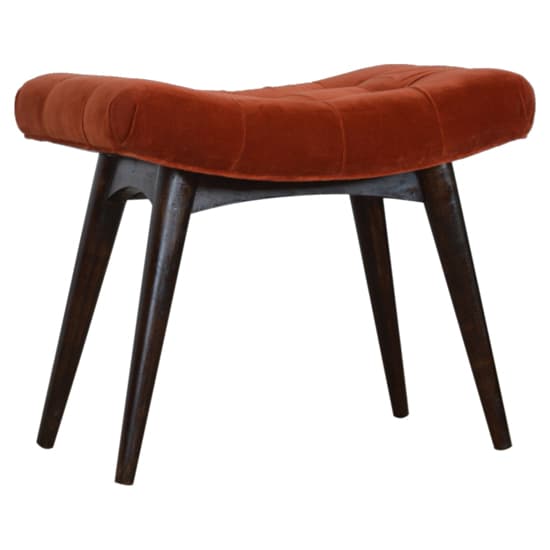 Aqua Velvet Curved Hallway Bench In Brick Red And Walnut Furniture in