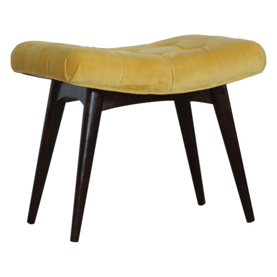 Aqua Velvet Curved Hallway Bench In Mustard And Walnut Furniture in