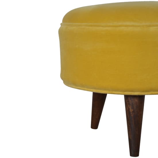 Aqua Velvet Nordic Style Footstool In Mustard And Walnut_3