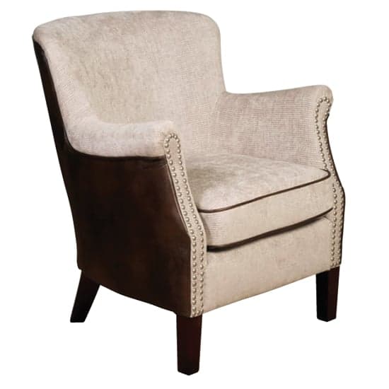 Aquarii Chenille Leather Fabric Lounge Armchair In Tan Fusion_2