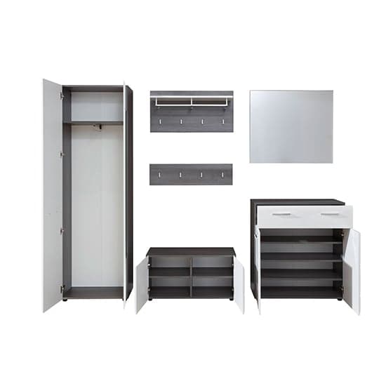 Aquila Hallway Furniture Set In White Gloss And Smoky Silver_4