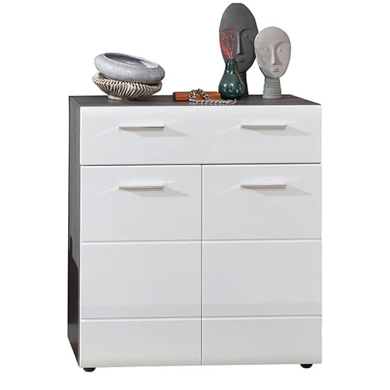 Aquila Shoe Storage Cabinet In White Gloss And Smoky Silver_2